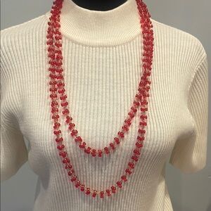 Long  Red Beaded Necklace vintage
